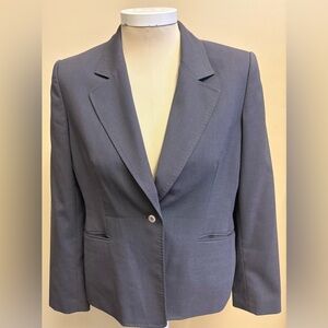 Anne Klein Grey 1 Button Blazer Notched Lapels Tailored Fit women's size 12